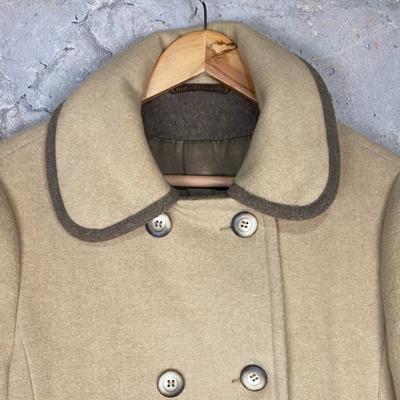 Vintage New England mackintosh beige brown wool blend neutral pea coat 10 medium - Picture 6 of 12